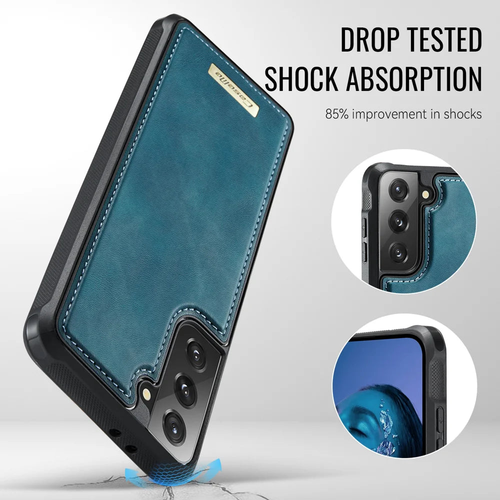 CaseMe For Samsung Galaxy S21+ 5G C69 Series Magnetic Case Leather Coated TPU Phone Cover - Green - 6