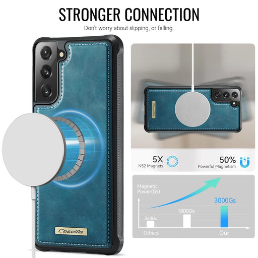CaseMe For Samsung Galaxy S21 FE 5G C69 Series Magnetic Case Leather Coated TPU Phone Cover - Green - 2
