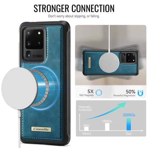 CaseMe For Samsung Galaxy S20 Ultra C69 Series Magnetic Case Leather Coated TPU Phone Cover - Green - 2