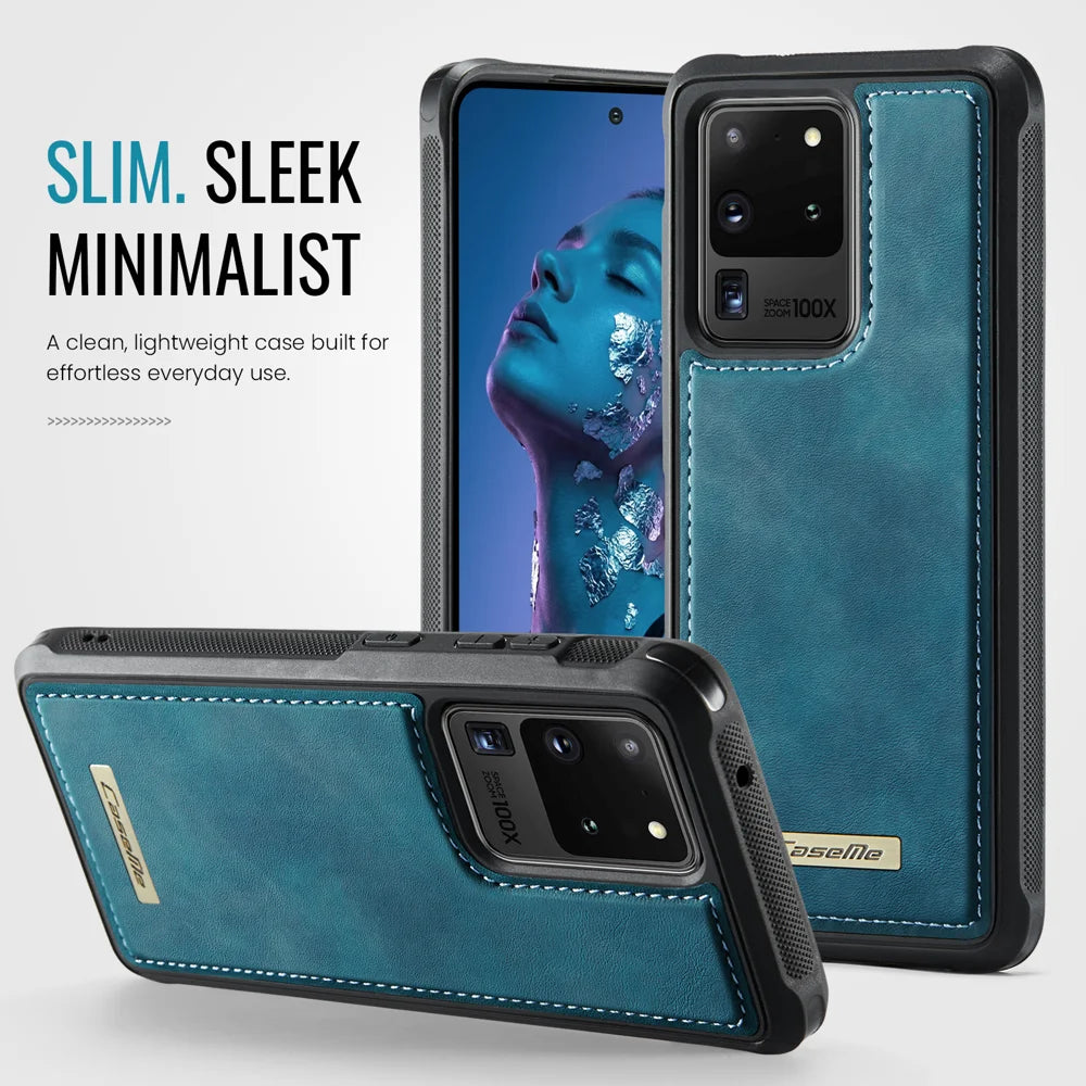 CaseMe For Samsung Galaxy S20 Ultra C69 Series Magnetic Case Leather Coated TPU Phone Cover - Green - 7