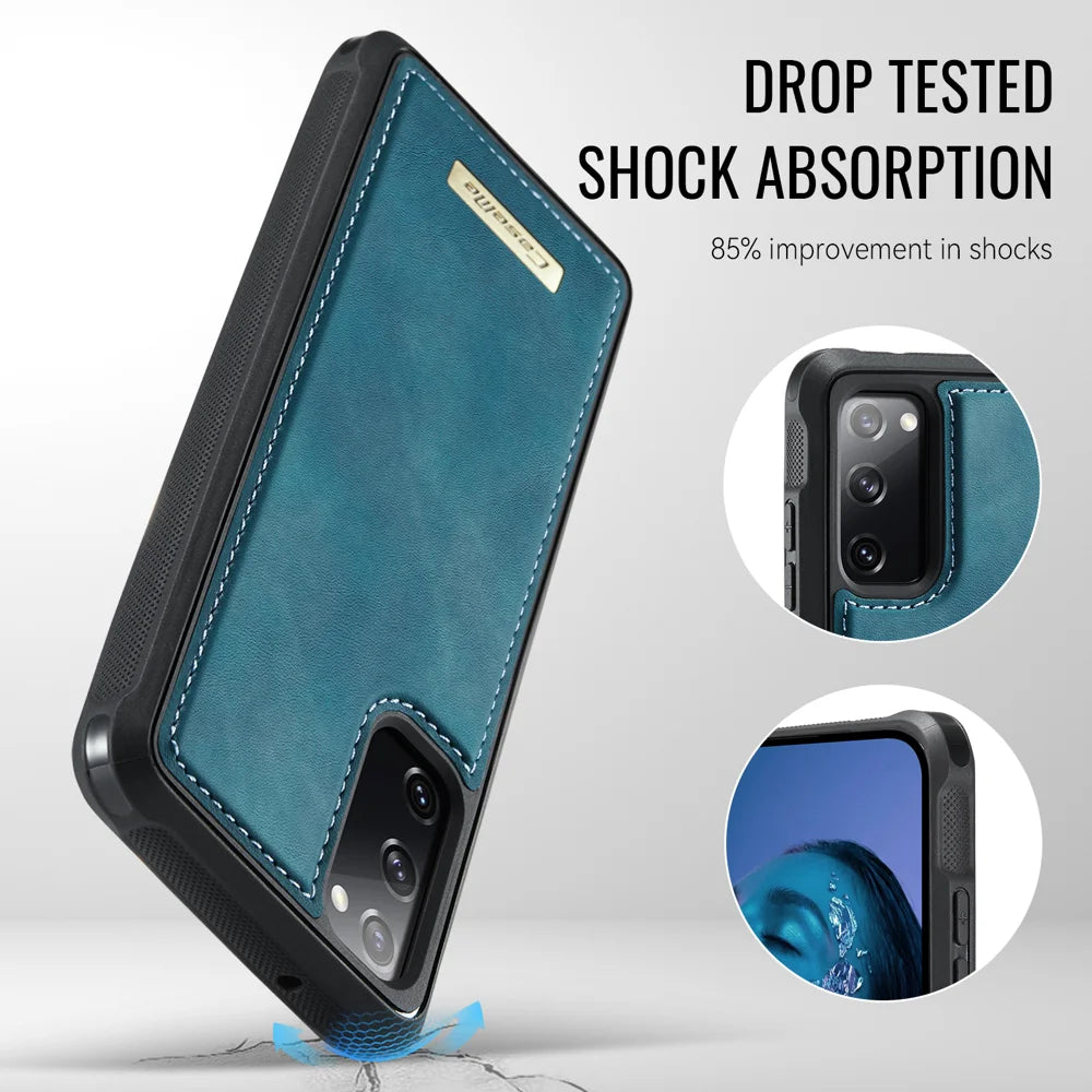 CaseMe For Samsung Galaxy S20 FE C69 Series Magnetic Case Leather Coated TPU Phone Cover - Green - 6