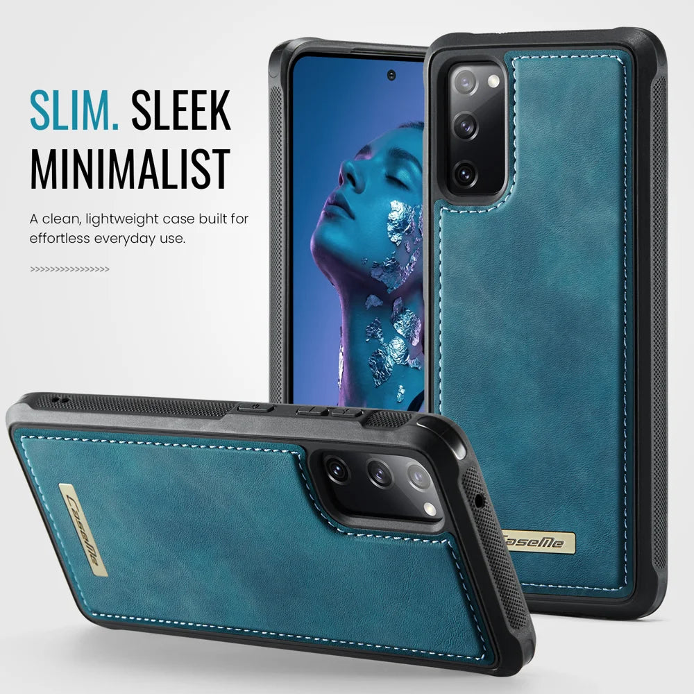 CaseMe For Samsung Galaxy S20 FE C69 Series Magnetic Case Leather Coated TPU Phone Cover - Green - 7