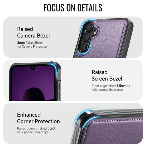 CaseMe For Samsung Galaxy A15 5G / Galaxy A15 4G C69 Series Magnetic Case Leather Coated TPU Phone Cover - Purple - 2