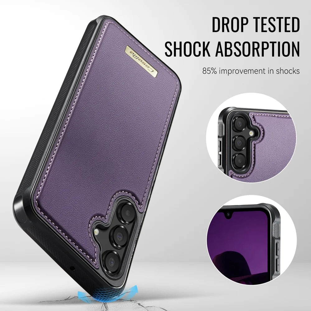CaseMe For Samsung Galaxy A18 5G / A18 4G / A17 5G / A17 4G C69 Series Magnetic Case Leather Coated TPU Phone Cover - Purple - 6