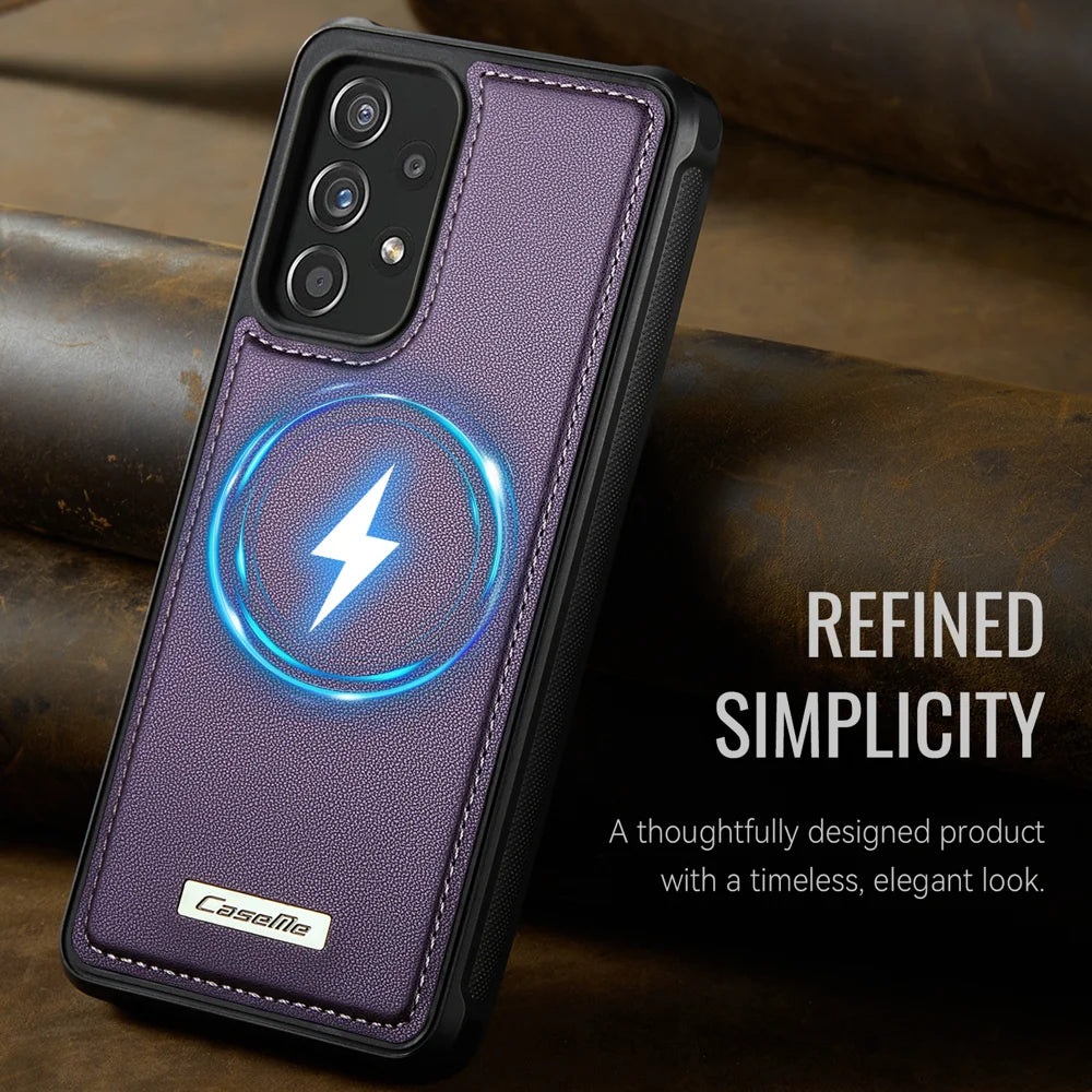 CaseMe For Samsung Galaxy A52 4G / Galaxy A52s 5G / Galaxy A52 5G C69 Series Magnetic Case Leather Coated TPU Phone Cover - Purple - 7
