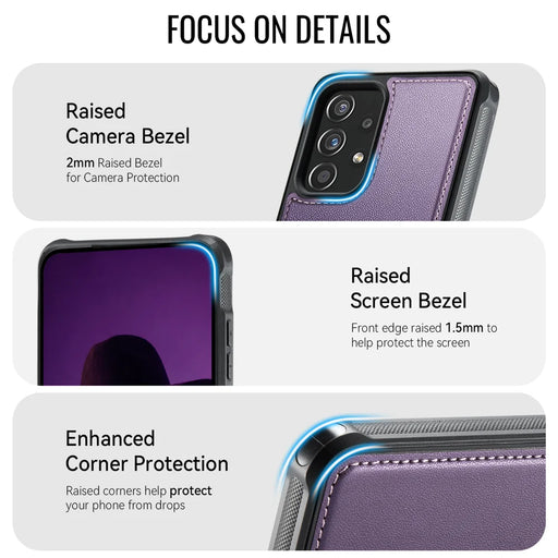 CaseMe For Samsung Galaxy A53 5G C69 Series Magnetic Case Leather Coated TPU Phone Cover - Purple - 2