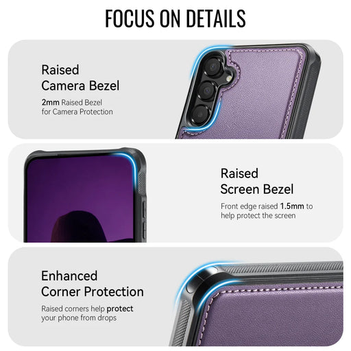 CaseMe For Samsung Galaxy A54 5G C69 Series Magnetic Case Leather Coated TPU Phone Cover - Purple - 2
