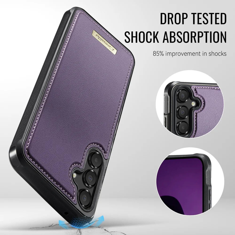 CaseMe For Samsung Galaxy A54 5G C69 Series Magnetic Case Leather Coated TPU Phone Cover - Purple - 6