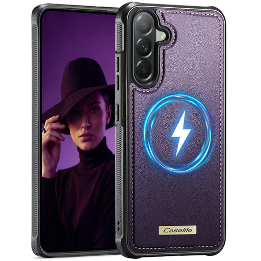 CaseMe For Samsung Galaxy A57 5G C69 Series Magnetic Case Leather Coated TPU Phone Cover - Purple - 1