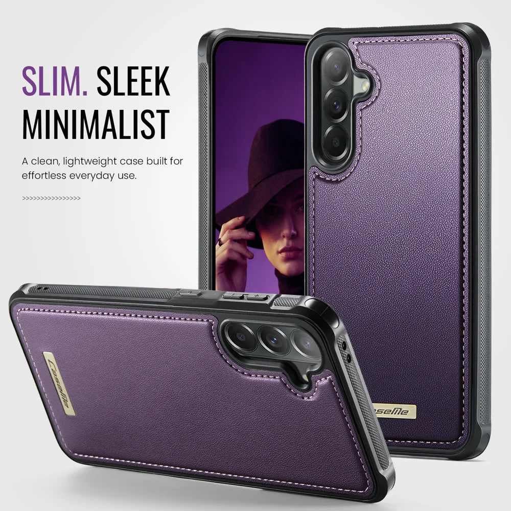 CaseMe For Samsung Galaxy A57 5G C69 Series Magnetic Case Leather Coated TPU Phone Cover - Purple - 5