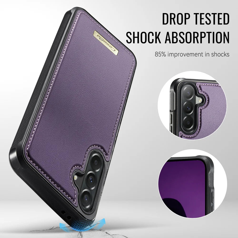 CaseMe For Samsung Galaxy A57 5G C69 Series Magnetic Case Leather Coated TPU Phone Cover - Purple - 6