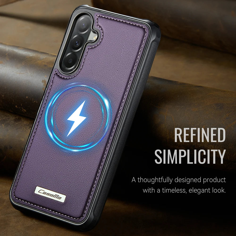 CaseMe For Samsung Galaxy A57 5G C69 Series Magnetic Case Leather Coated TPU Phone Cover - Purple - 7