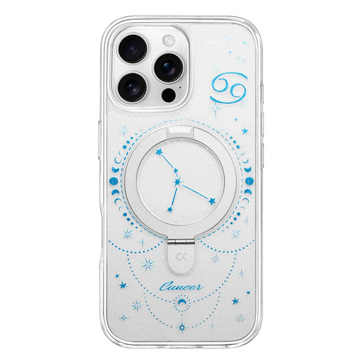 For iPhone 16 Pro CASEKOO Magnetic Case Constellation Pattern Ring Kickstand Shockproof PC + TPU Phone Cover - Cancer - 2