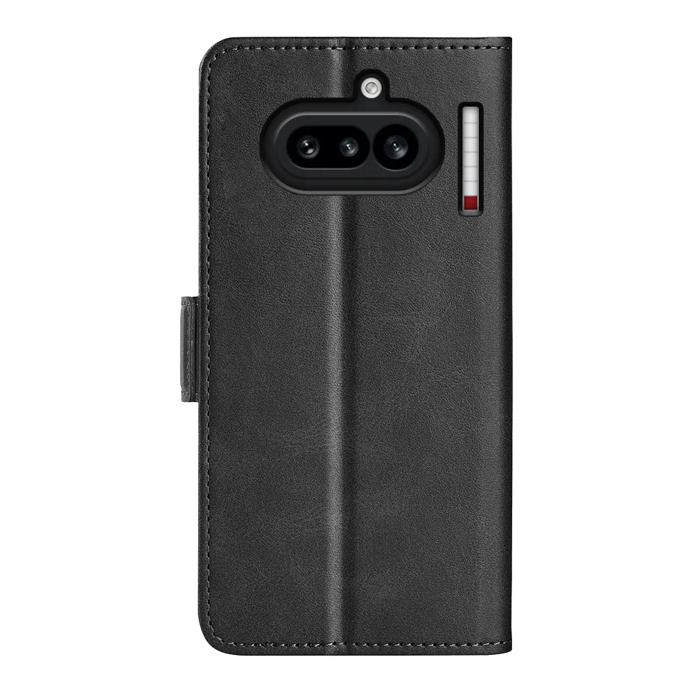 For Nothing Phone (4a) Case Calf Texture Leather Wallet Phone Cover -  Black - 2