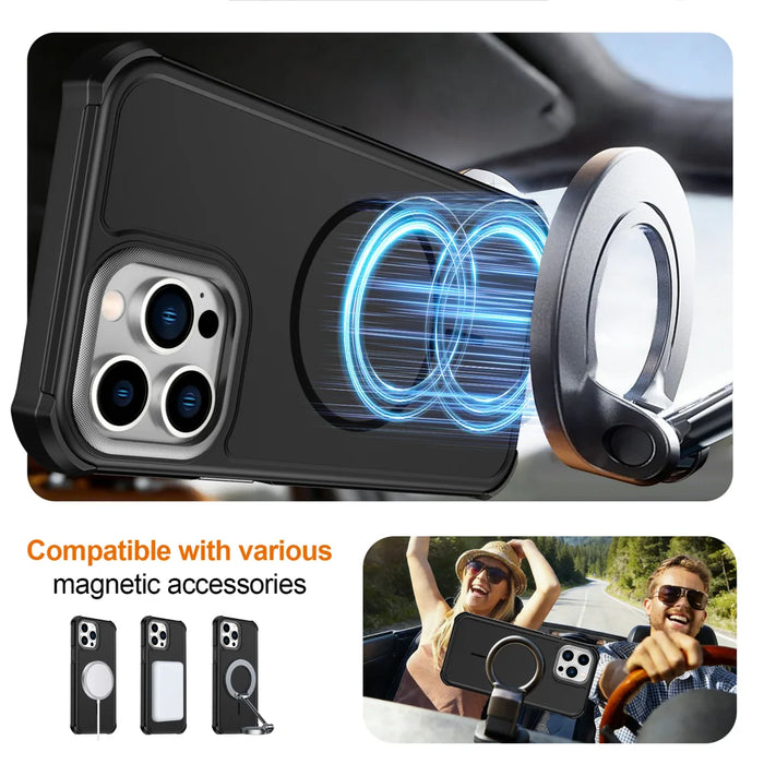 For iPhone 13 Pro Max Magnetic Case Shockproof TPU PC Protective Cover - Black - 4