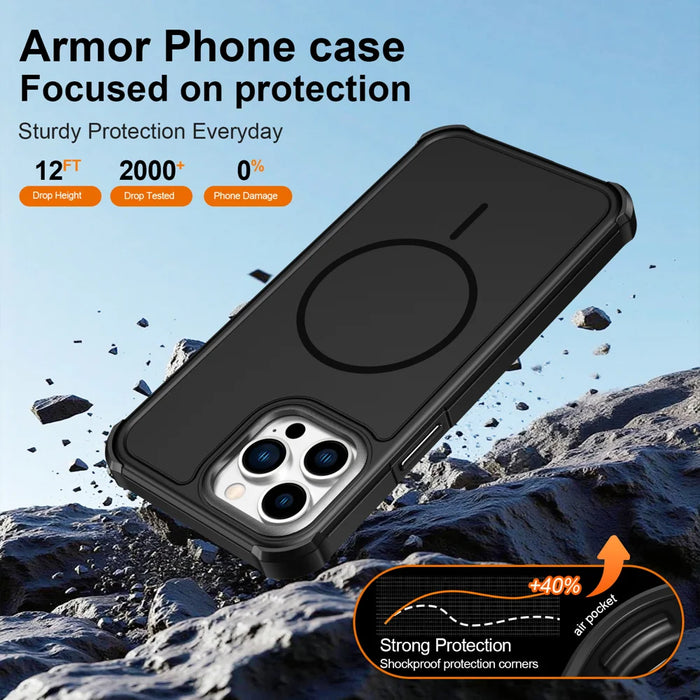 For iPhone 13 Pro Max Magnetic Case Shockproof TPU PC Protective Cover - Black - 5