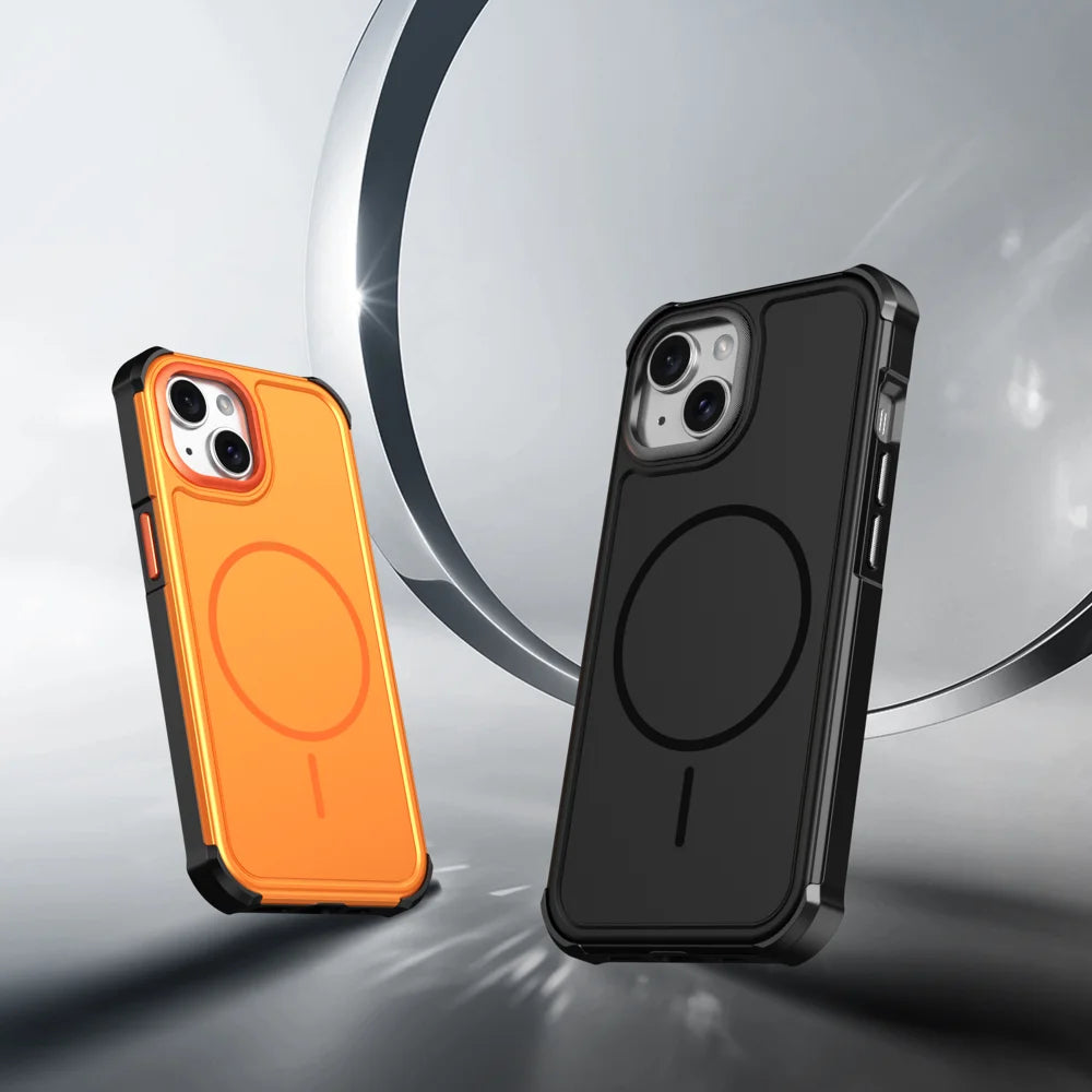 For iPhone 15 Magnetic Case Shockproof TPU PC Protective Cover - Black - 2