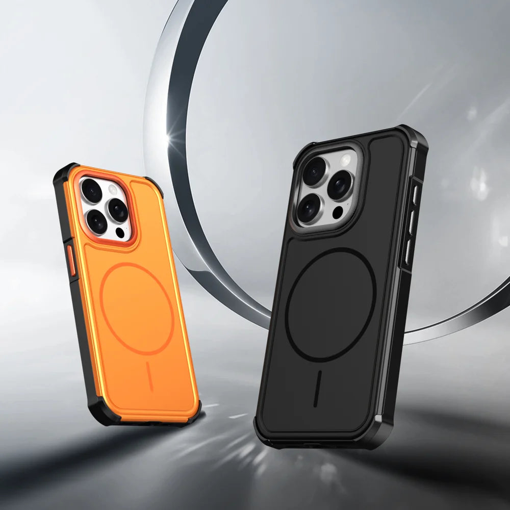 For iPhone 15 Pro Magnetic Case Shockproof TPU PC Protective Cover - Black - 2
