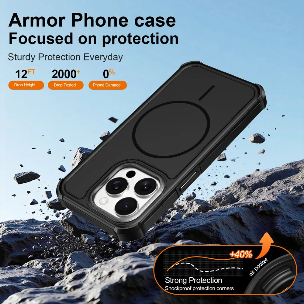 For iPhone 15 Pro Magnetic Case Shockproof TPU PC Protective Cover - Black - 5