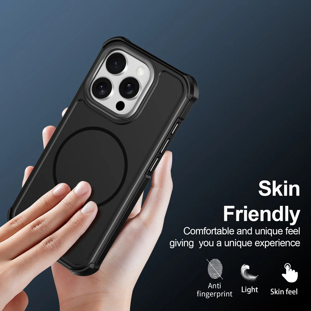 For iPhone 15 Pro Magnetic Case Shockproof TPU PC Protective Cover - Black - 6