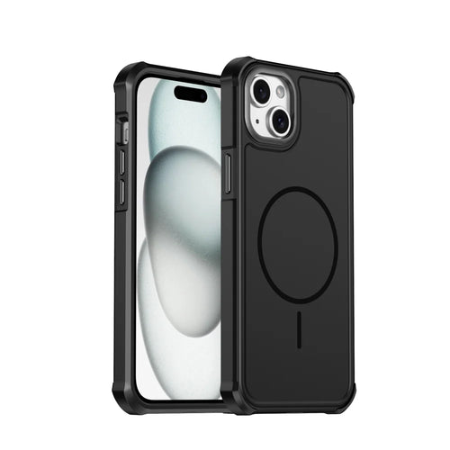 For iPhone 14 Plus / iPhone 15 Plus Magnetic Case Shockproof TPU PC Protective Cover - Black - 1