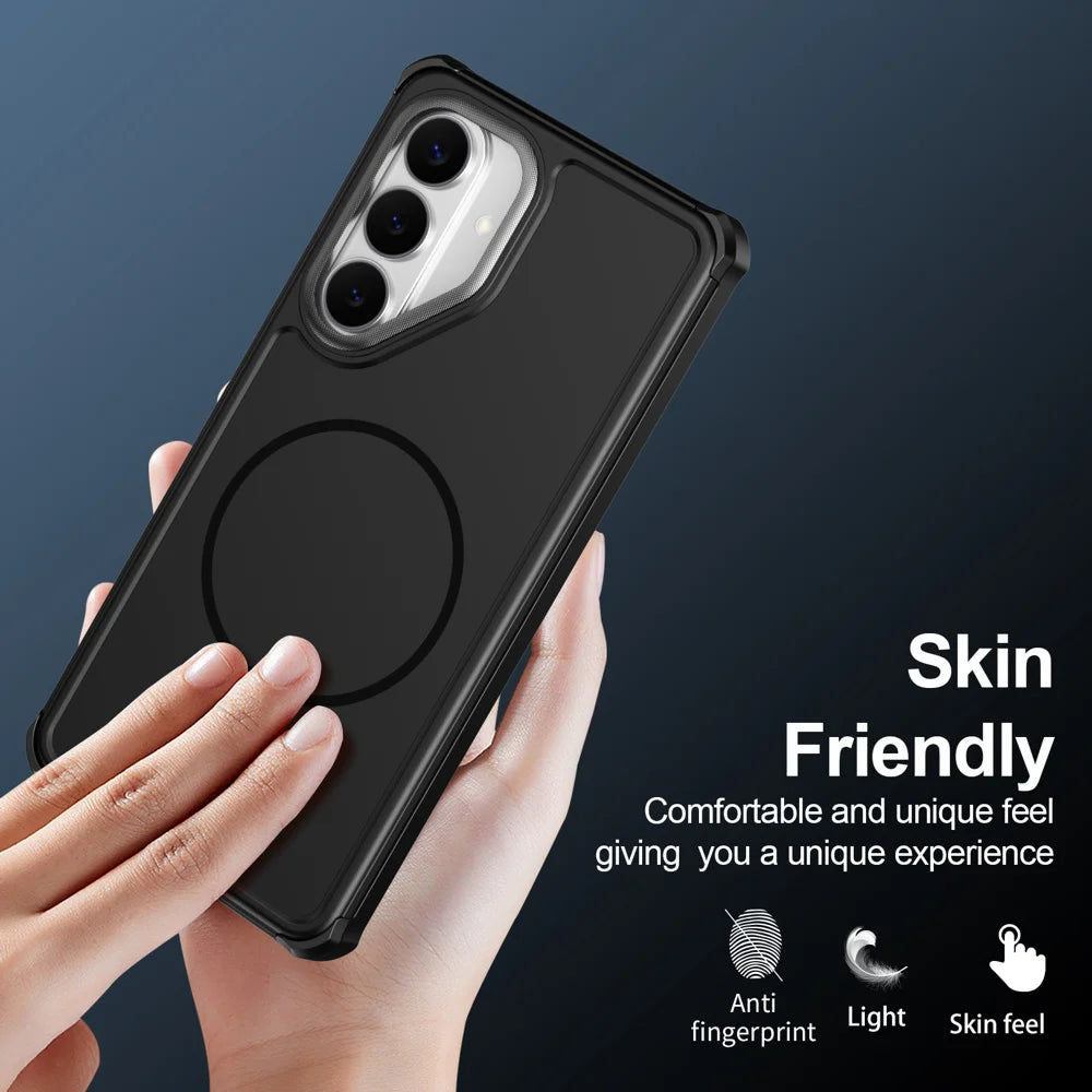 For Samsung Galaxy S23 FE Magnetic Case Shockproof TPU PC Protective Cover - Black - 6