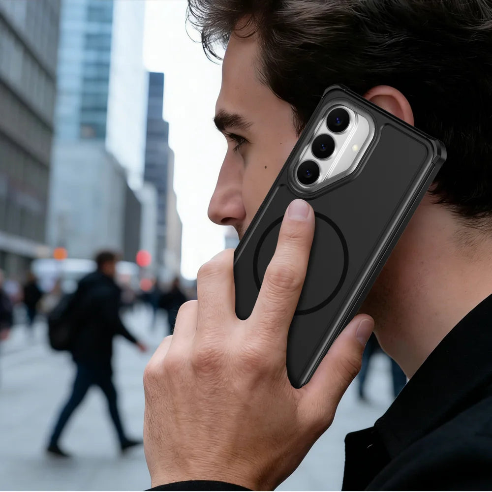 For Samsung Galaxy S25 FE Magnetic Case Shockproof TPU PC Protective Cover - Black - 7