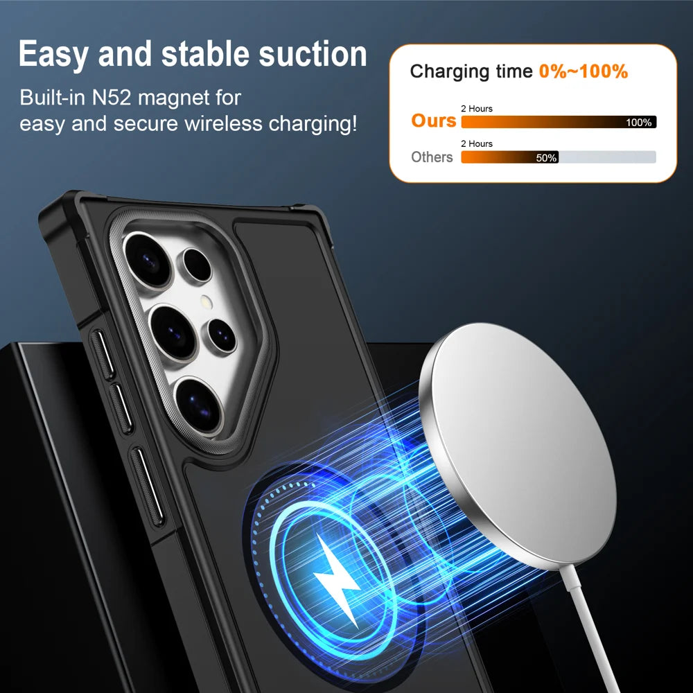 For Samsung Galaxy S22 Ultra 5G / Galaxy S23 Ultra Magnetic Case Shockproof TPU PC Protective Cover - Black - 3
