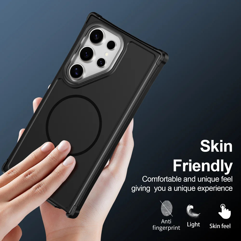 For Samsung Galaxy S22 Ultra 5G / Galaxy S23 Ultra Magnetic Case Shockproof TPU PC Protective Cover - Black - 6