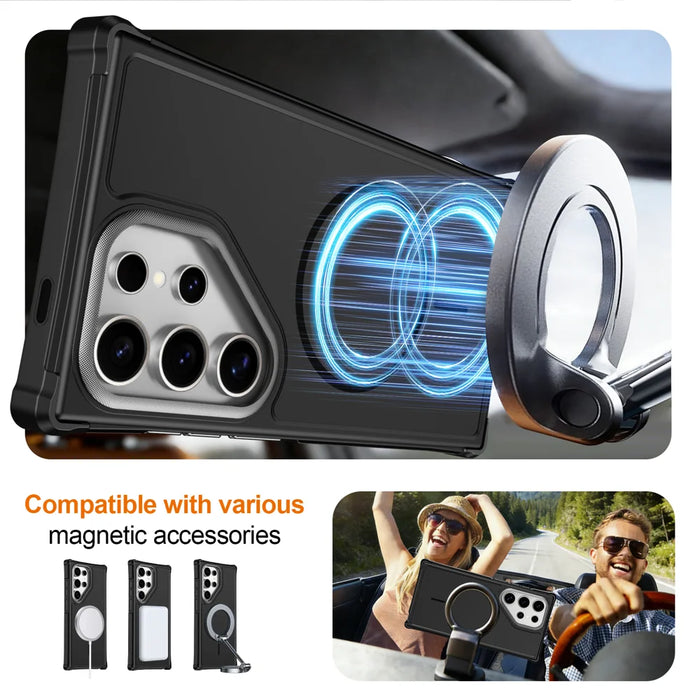 For Samsung Galaxy S24 Ultra Magnetic Case Shockproof TPU PC Protective Cover - Black - 4