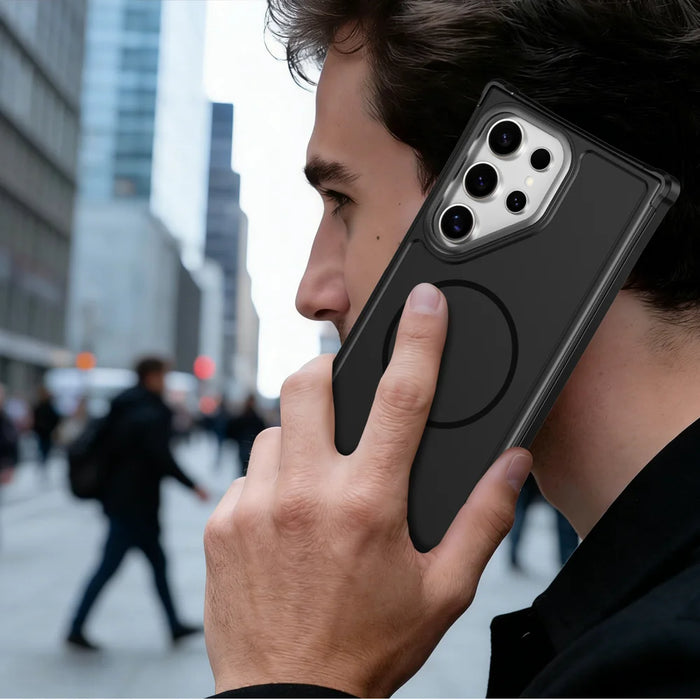 For Samsung Galaxy S24 Ultra Magnetic Case Shockproof TPU PC Protective Cover - Black - 7