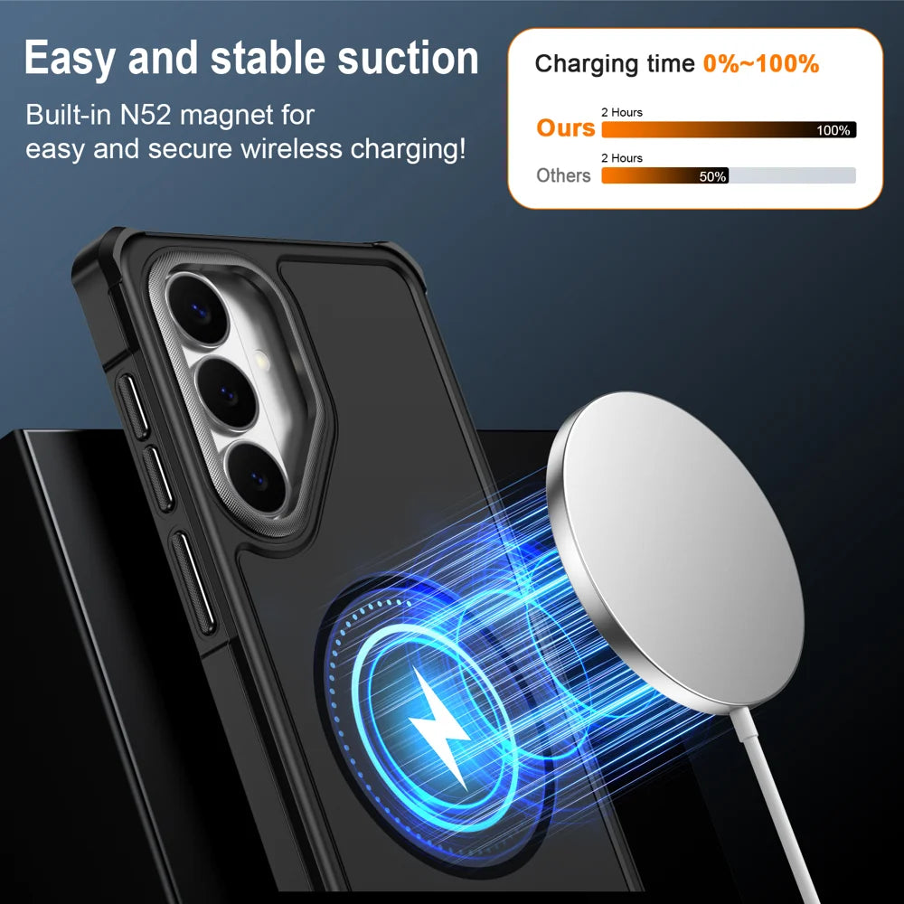 For Samsung Galaxy S23 Magnetic Case Shockproof TPU PC Protective Cover - Black - 3