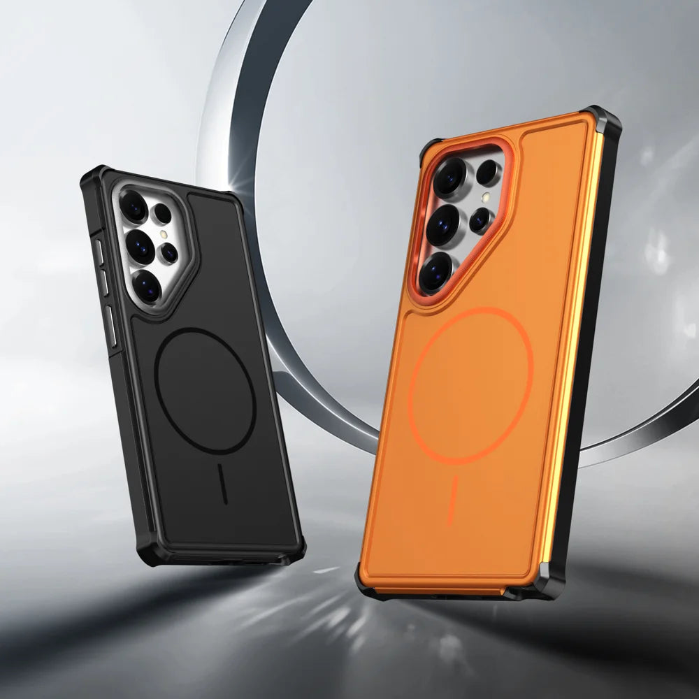 For Samsung Galaxy S25 Ultra Magnetic Case Shockproof TPU PC Protective Cover - Orange - 2