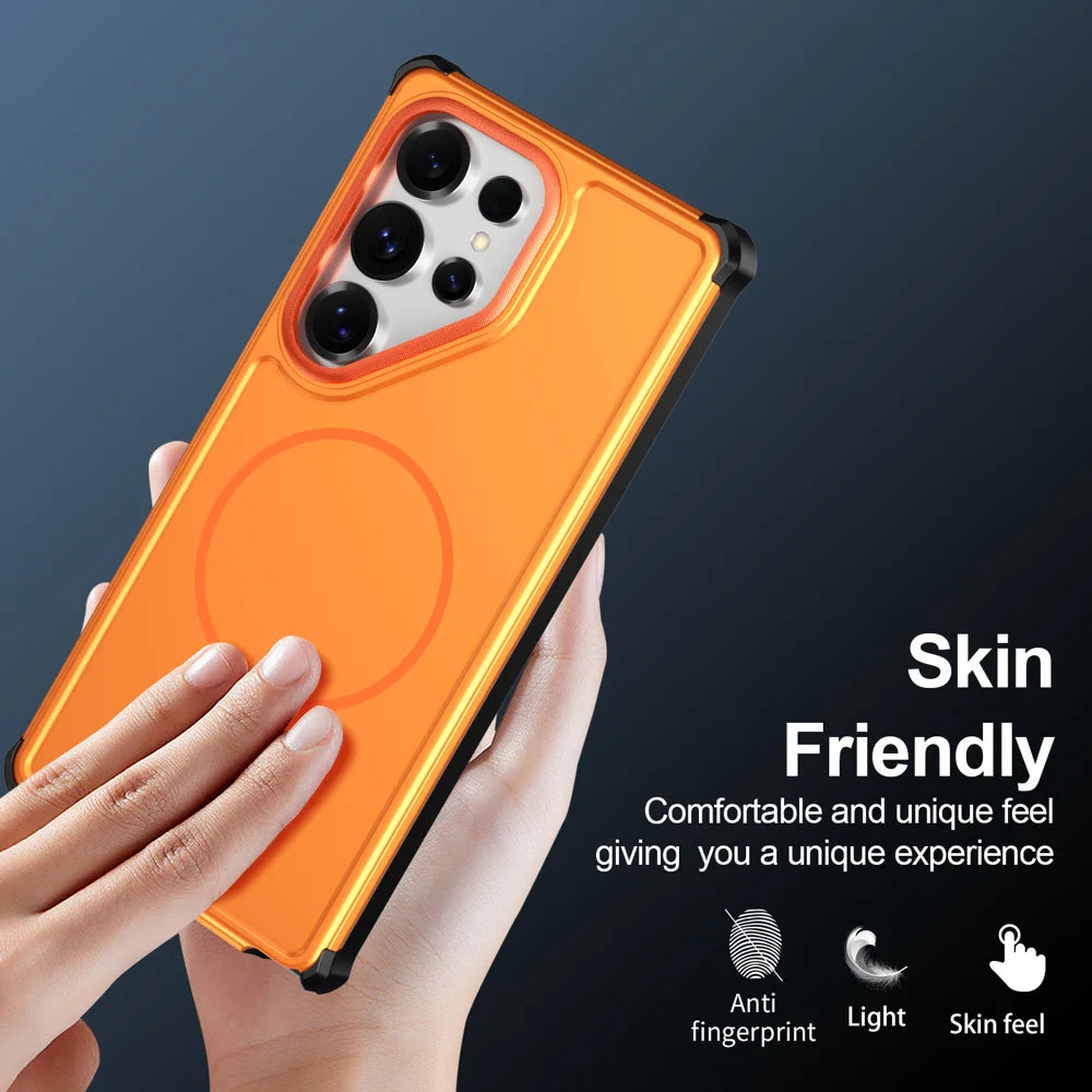 For Samsung Galaxy S25 Ultra Magnetic Case Shockproof TPU PC Protective Cover - Orange - 6