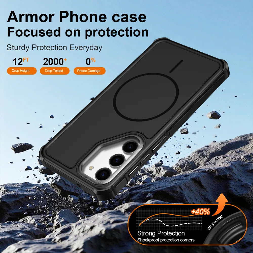 For Samsung Galaxy S23+ Magnetic Case Shockproof TPU PC Protective Cover - Black - 5