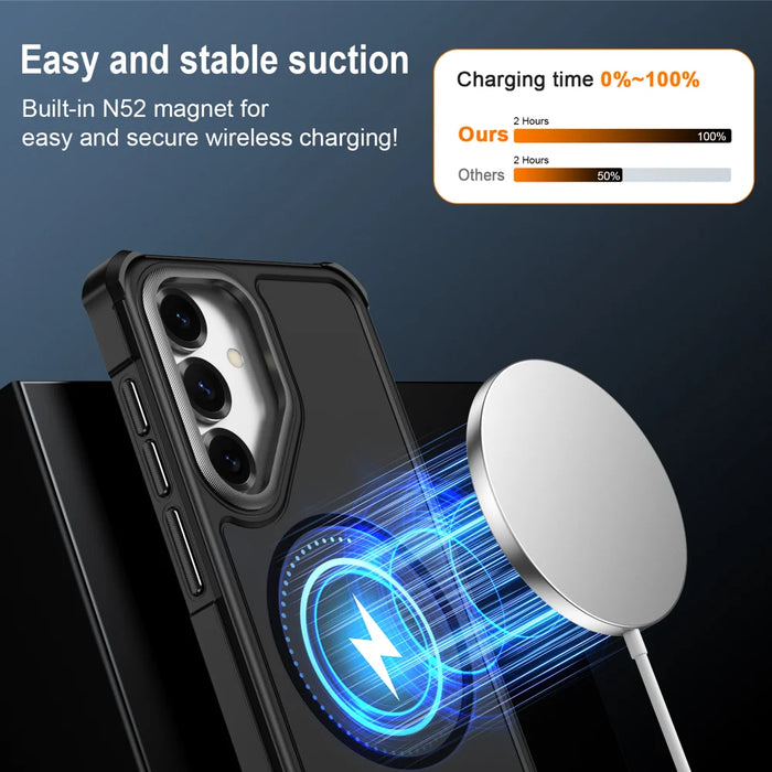 For Samsung Galaxy S24+ / Galaxy S25+ Magnetic Case Shockproof TPU PC Protective Cover - Black - 3