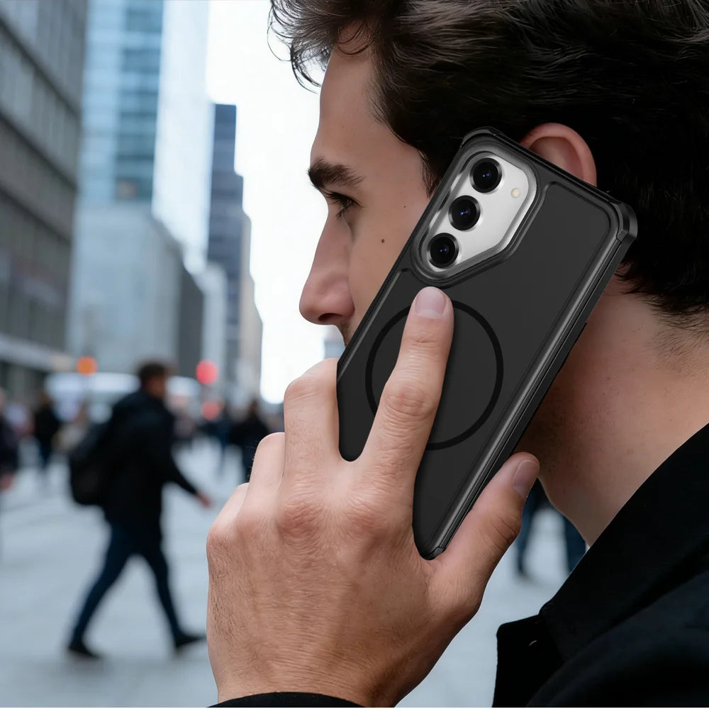 For Samsung Galaxy S24 / Galaxy S25 Magnetic Case Shockproof TPU PC Protective Cover - Black - 7