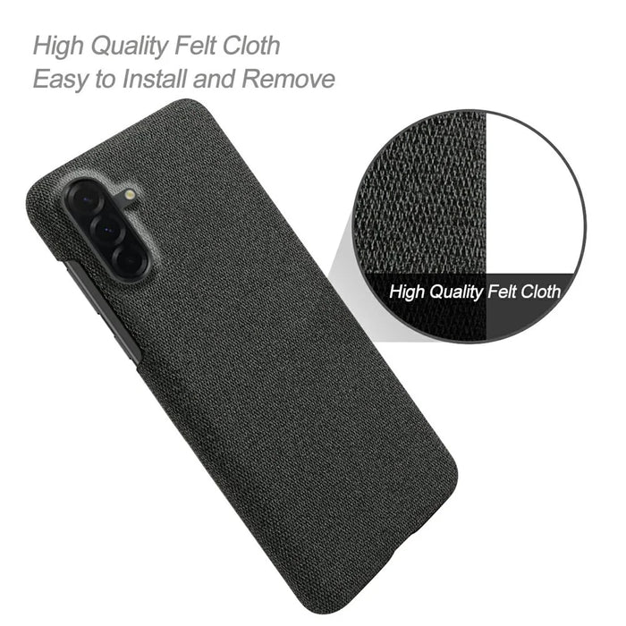 For Samsung Galaxy A37 5G Phone Case Cloth Texture Anti-Scratch Protective PC Back Cover - Black - 4