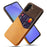 For Samsung Galaxy A37 5G Case PU Leather Cloth Texture Hard PC Phone Cover with Card Holder - Yellow - 1