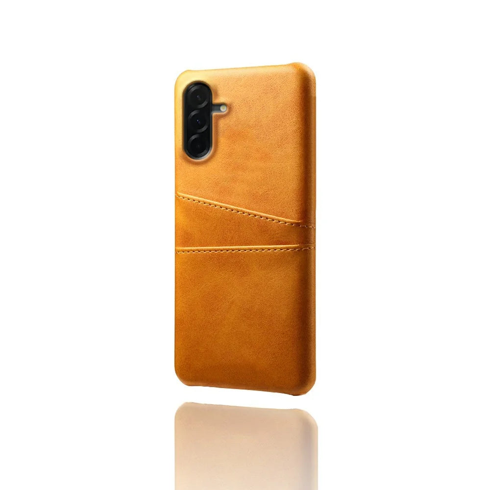 For Samsung Galaxy A37 5G Case Dual Card Slots PU Leather + Hard PC Phone Cover - Orange - 3