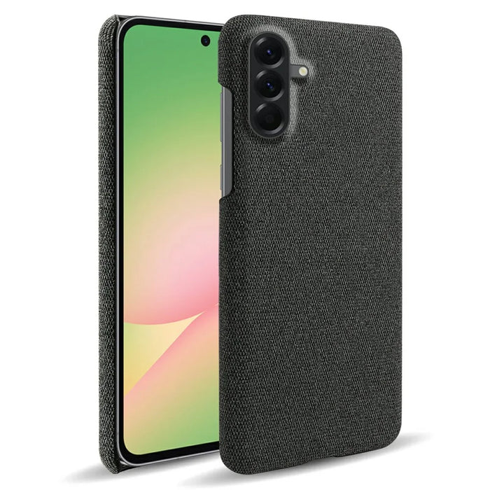 For Samsung Galaxy A57 5G Phone Case Cloth Texture Anti-Scratch Protective PC Back Cover - Black - 1