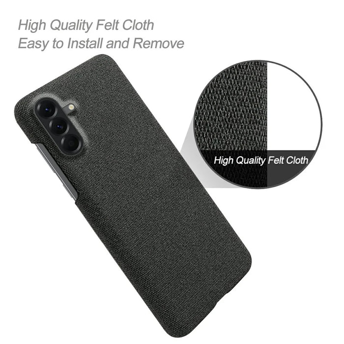 For Samsung Galaxy A57 5G Phone Case Cloth Texture Anti-Scratch Protective PC Back Cover - Black - 4