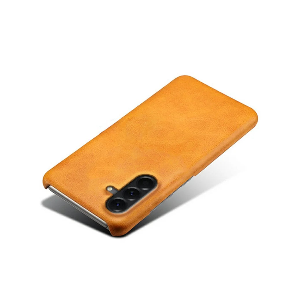 For Samsung Galaxy A57 5G Case Calf Texture PU Leather Hard PC Protective Phone Cover - Orange - 4