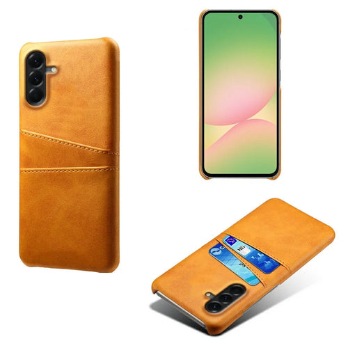 For Samsung Galaxy A57 5G Case Dual Card Slots PU Leather + Hard PC Phone Cover - Orange - 1