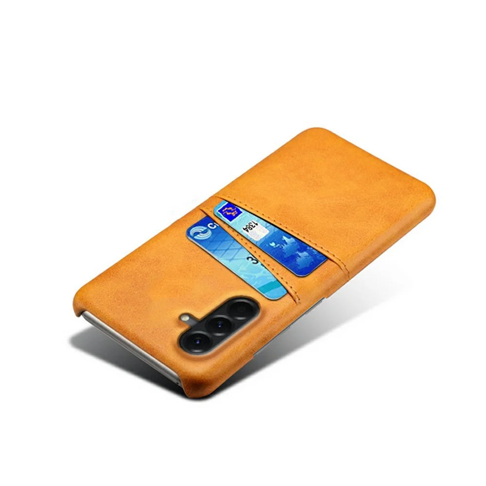 For Samsung Galaxy A57 5G Case Dual Card Slots PU Leather + Hard PC Phone Cover - Orange - 4