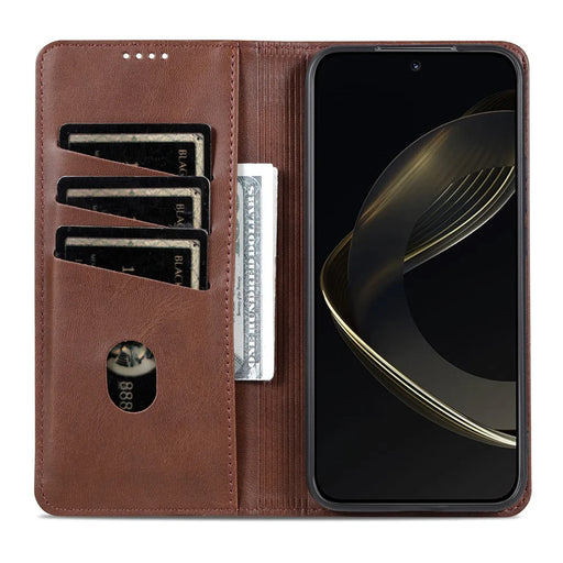 AZNS For Samsung Galaxy A27 5G Phone Case Cowhide Texture PU Leather Wallet Phone Cover - Coffee - 2