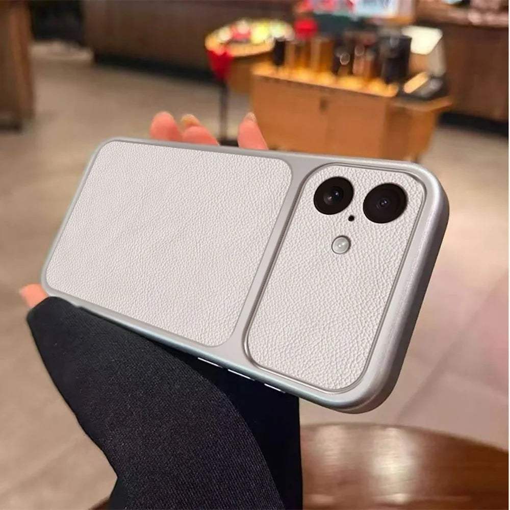 For iPhone 17 Case PU Leather Texture Shockproof TPU Protective Phone Cover - White - 4