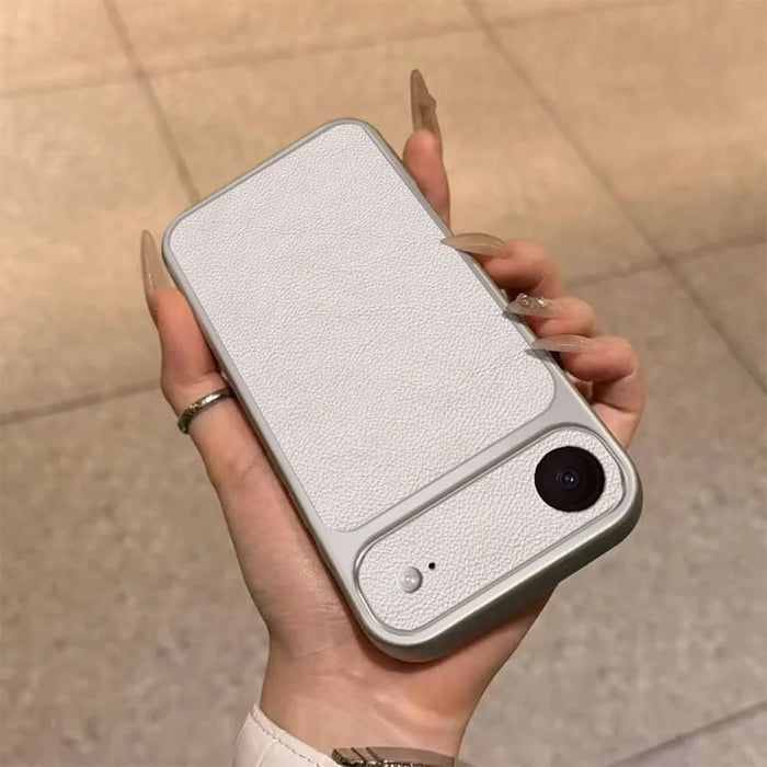 For iPhone Air Case PU Leather Texture Shockproof TPU Protective Phone Cover - White - 2