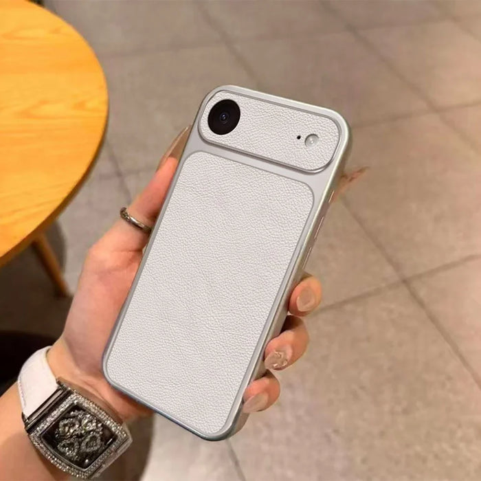 For iPhone Air Case PU Leather Texture Shockproof TPU Protective Phone Cover - White - 5