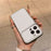 For iPhone 16 Pro Max Case PU Leather Texture Shockproof TPU Protective Phone Cover - White - 2